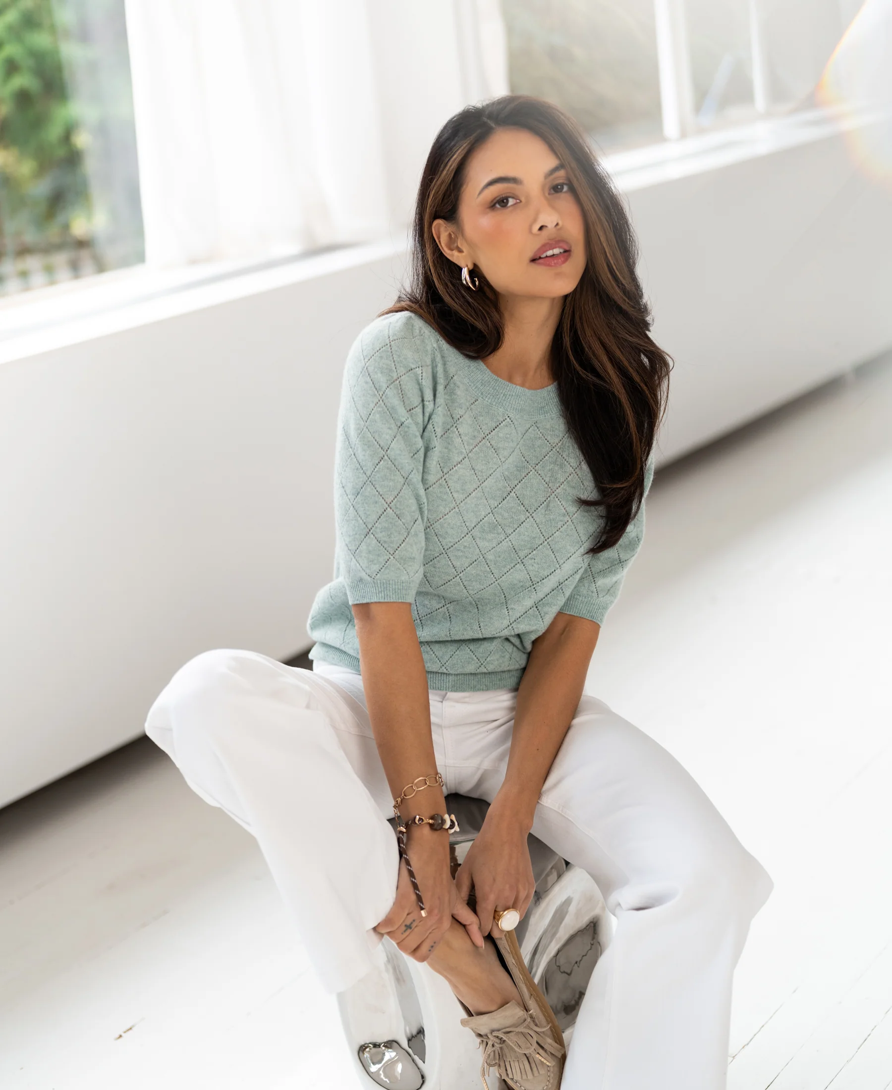 Argyle merinotrui LE HARVARD Mistgroen - Image 2