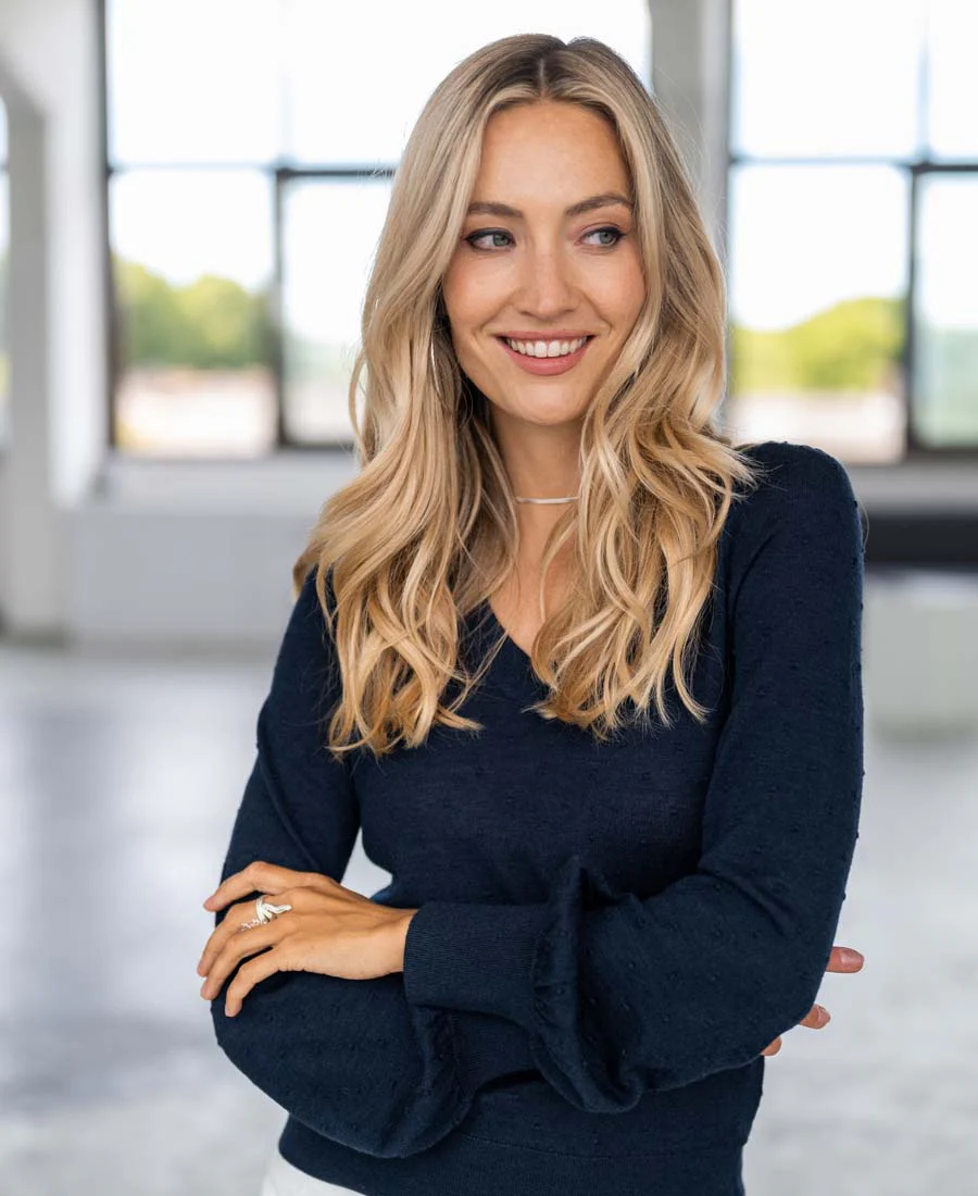 Merino V-hals trui LA VICTORIA Donkerblauw - Image 5